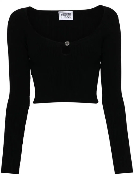  Moschino Jeans Ribbed-knit Top - Black 