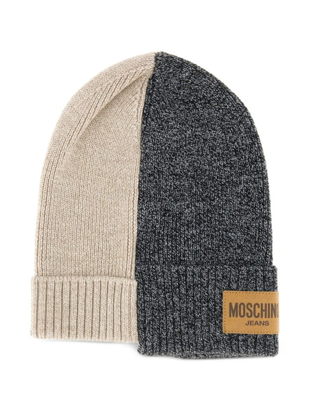  Moschino Jeans Wool Ribbed Beanie - Grey 