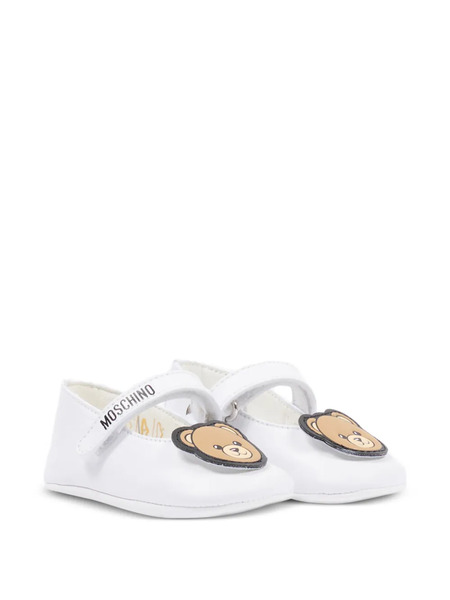  Moschino Kids Appliqué Strap Ballerinas - White 