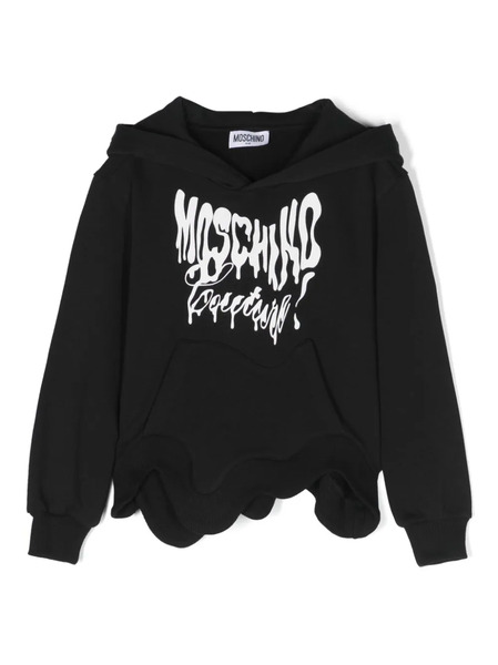  Moschino Kids Asymmetric Logo-print Hoodie - Black 