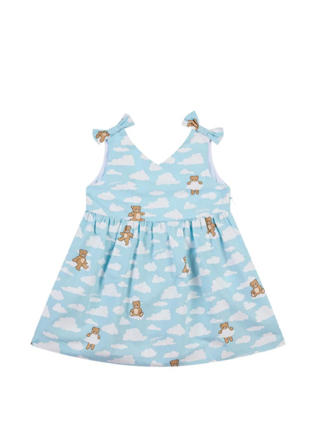  Moschino Kids Bow Cloud Print Dress - Blue 