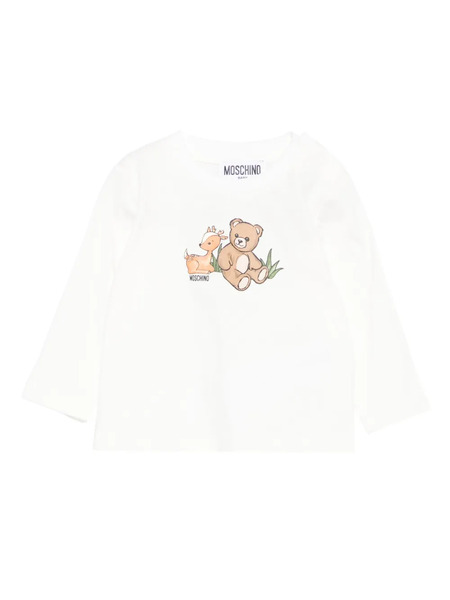  Moschino Kids Deer-bear Print Top - White 