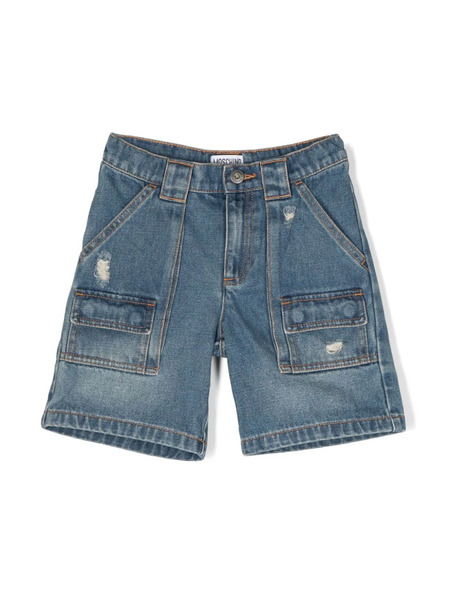  Moschino Kids Denim Distressed Shorts - Blue 