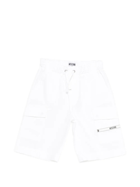  Moschino Kids Drawstring Cargo Shorts - White 