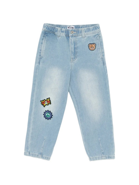  Moschino Kids Elasticated Patch-appliqué Trousers - Blue 
