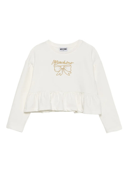  Moschino Kids Embroidered-logo Blouse - White 