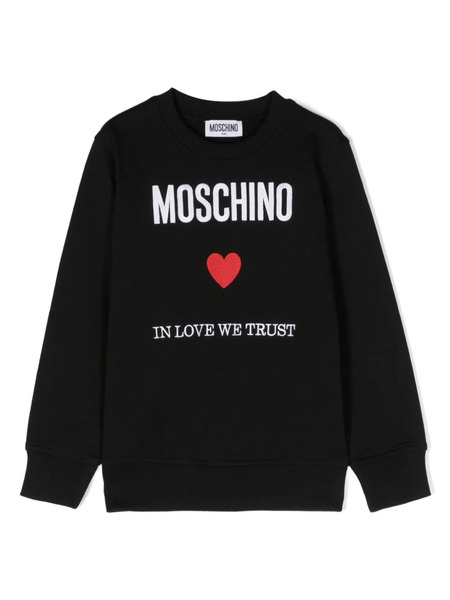  Moschino Kids Embroidered-logo Cotton Sweatshirt - Black 