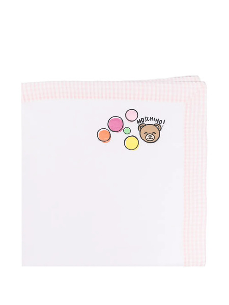  Moschino Kids Gingham-trim Blanket - White 