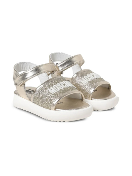  Moschino Kids Glitter-embellished Touch-strap Sandals - Gold 