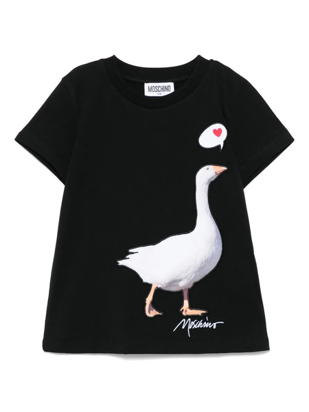  Moschino Kids Goose-embroidered T-shirt - Black 