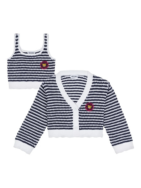  Moschino Kids Logo-patch Cardigan Set - Blue 