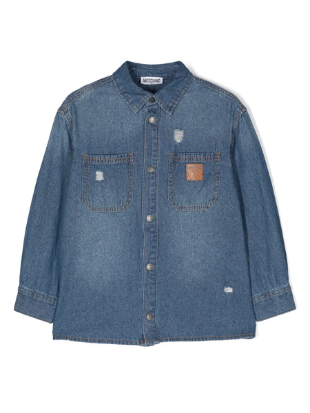  Moschino Kids Logo-patch Denim Shirt - Blue 