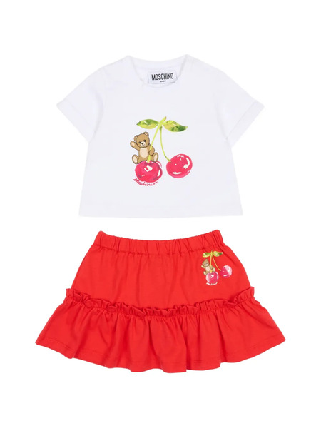  Moschino Kids Logo-print Ruffled Skirt Set - White 
