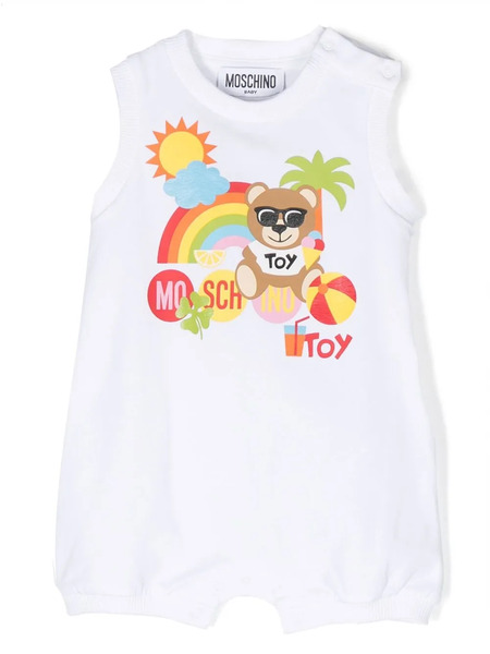  Moschino Kids Logo-print Sleeveless Romper - White 