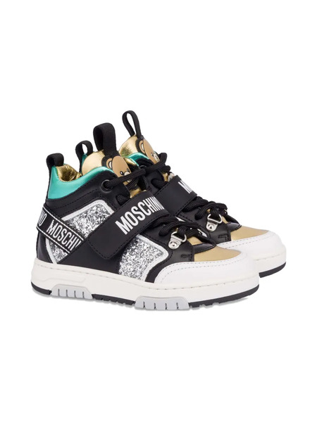  Moschino Kids Logo-strap High-top Sneakers - Black 