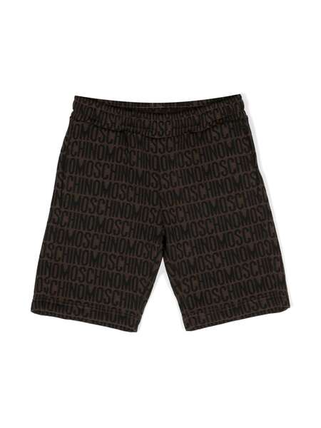  Moschino Kids Monogram-print Track Shorts - Brown 