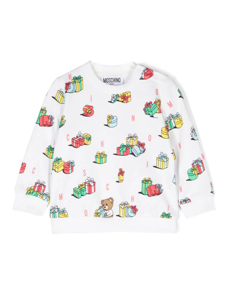  Moschino Kids Motif-print Cotton Sweatshirt - White 