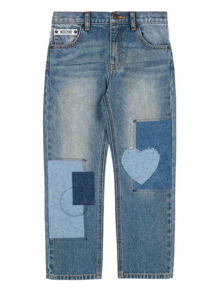  Moschino Kids Patchwork Straight-leg Jeans - Blue 