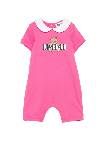  Moschino Kids Peter Pan Collar Teddy Romper - Pink 