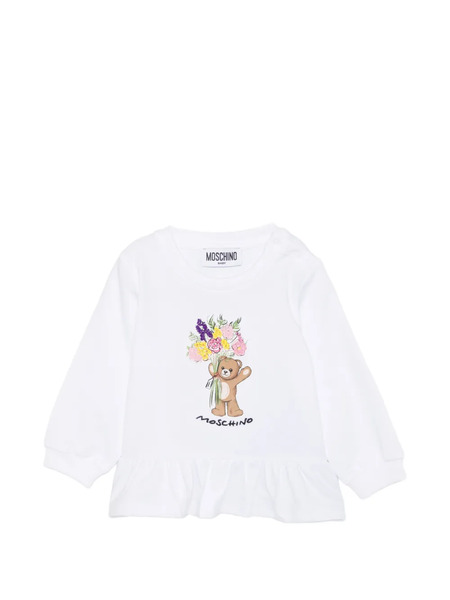  Moschino Kids Ruffle Teddy-bear Top - White 