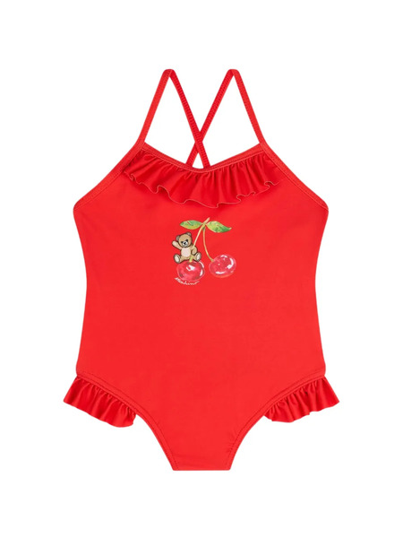  Moschino Kids Ruffled Print Swimsuit - Red 