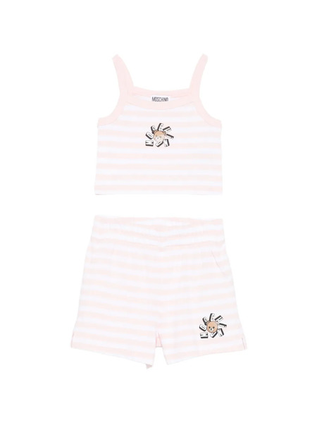  Moschino Kids Striped Shorts Set - Pink 