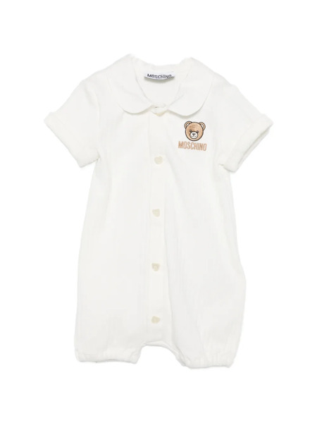  Moschino Kids Teddy Appliqué Romper - White 