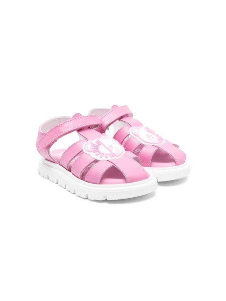  Moschino Kids Teddy Bear Leather Sandals - Pink 