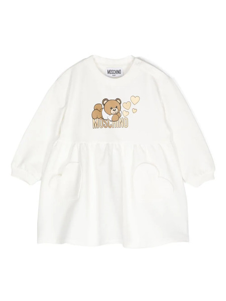  Moschino Kids Teddy Bear-print A-line Dress - Neutrals 