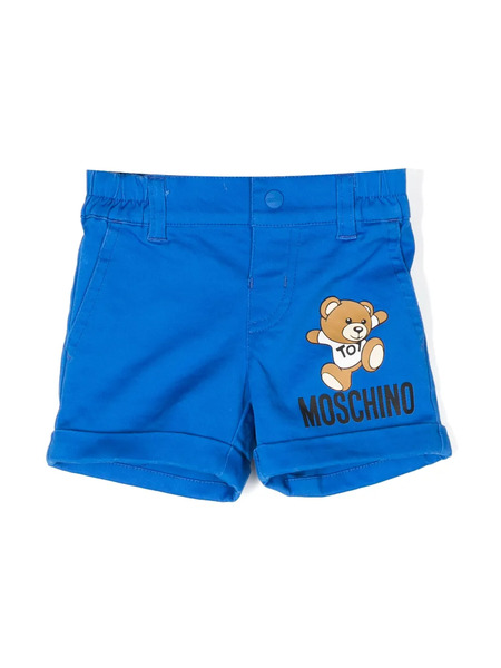  Moschino Kids Teddy Bear-print Elasticated-waist Shorts - Blue 