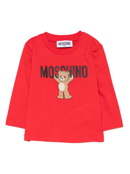  Moschino Kids Teddy Bear-print Long-sleeves Top - Red 