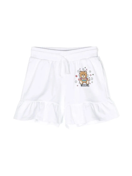  Moschino Kids Teddy Bear Ruffle Shorts - White 