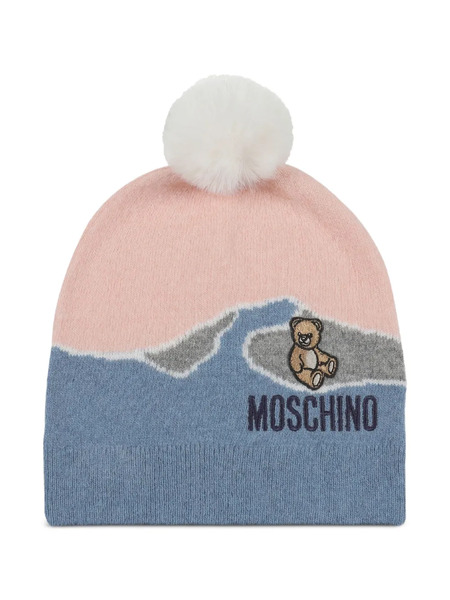  Moschino Kids Teddy-embellished Pom-pom Hat - Pink 