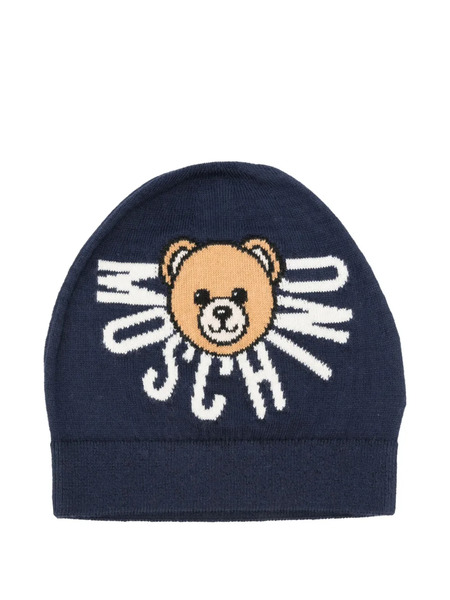  Moschino Kids Teddy-embellishment Beanie - Blue 