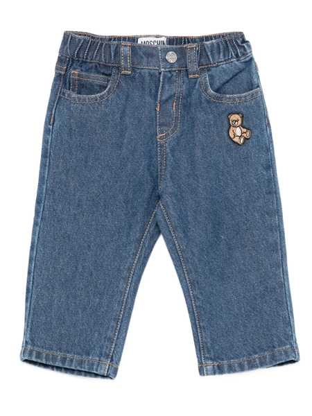  Moschino Kids Teddy-embroidered Denim Jeans - Blue 