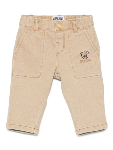 Moschino Kids Teddy-embroidered Trousers - Neutrals 