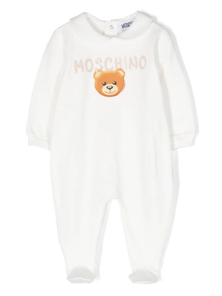  Moschino Kids Teddy Logo-embossed Stretch-cotton Pyjamas - White 