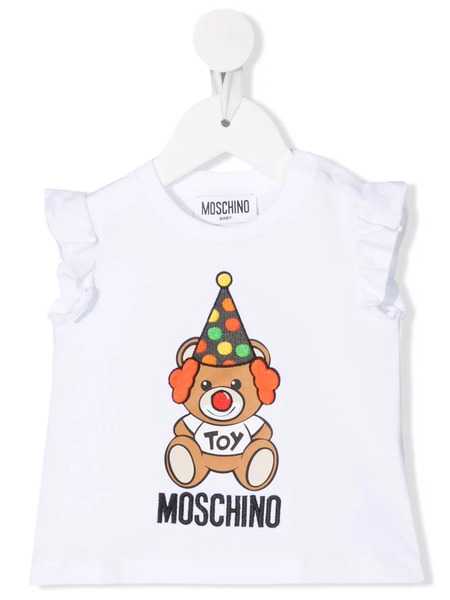  Moschino Kids Teddy-motif Ruffle Top - White 