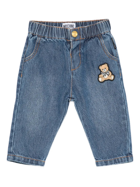  Moschino Kids Teddy-patch Denim Trousers - Blue 