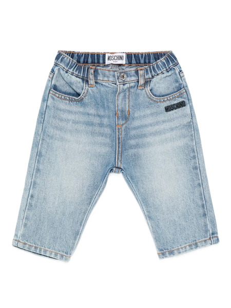  Moschino Kids Teddy-patch Elasticated-waist Jeans - Blue 