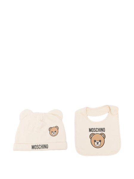  Moschino Kids Teddy-print Hat-bib Set - Neutrals 