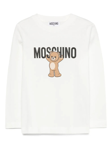  Moschino Kids Teddy-print Long-sleeve Top - White 