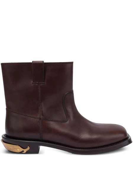  Moschino Leather Ankle Boots - Brown 