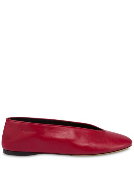  Moschino Leather Ballerina Shoes - Red 