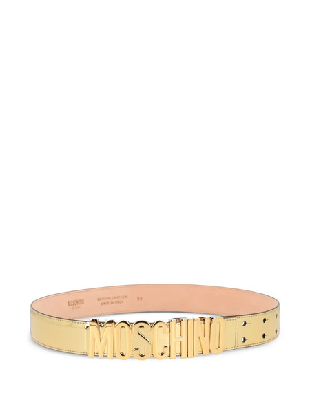  Moschino Logo-buckle Belt - Gold 
