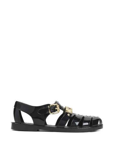  Moschino Logo Buckle Sandals - Black 