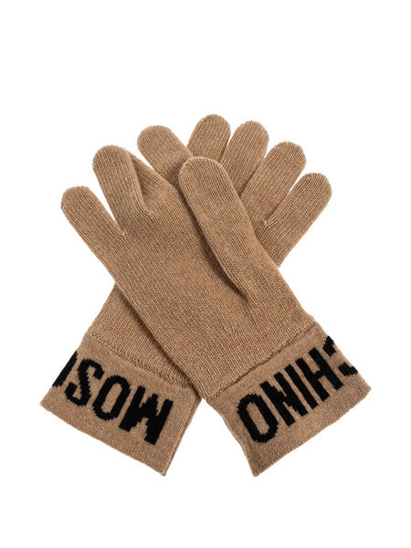  Moschino Logo-detail Gloves - Neutrals 