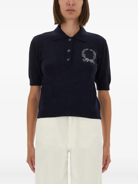  Moschino Logo-embroidered Polo Top - Blue 