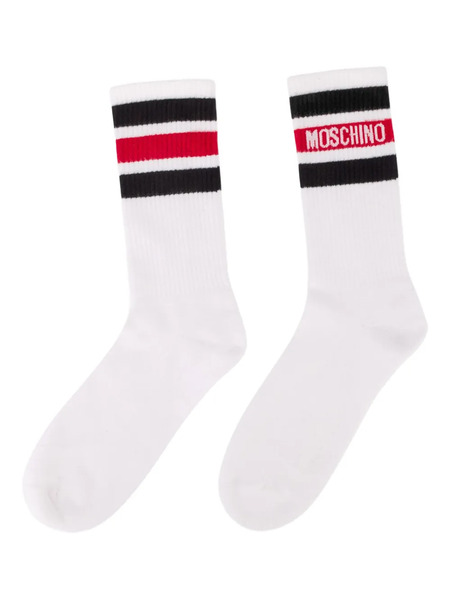  Moschino Logo-embroidery Socks - White 