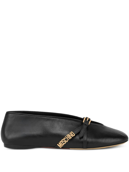  Moschino Logo-lettering Ballet Flats - Black 